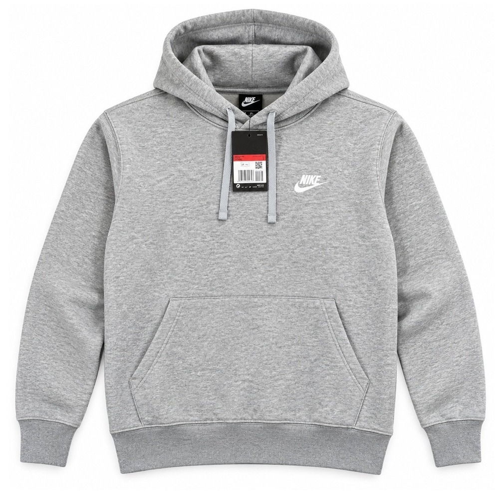 Nike Club Fleece Hoodie Mens M Gray Pullover Sweatshirt BV2654-063 NWT